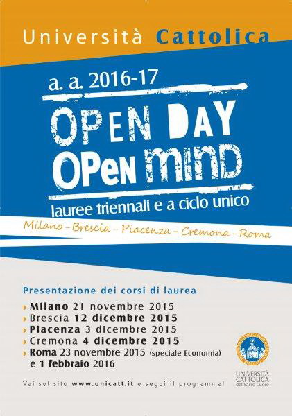 Locandina Open Day Cattolica